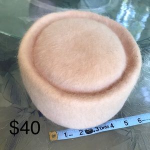 Cream vintage wool cashmere pillbox hat